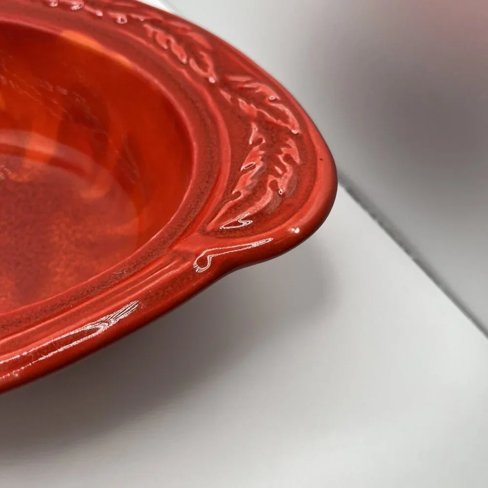 Vintage California USA Pottery Oval Red Glazed Casserole Serving Dish 2936 w/Lid
